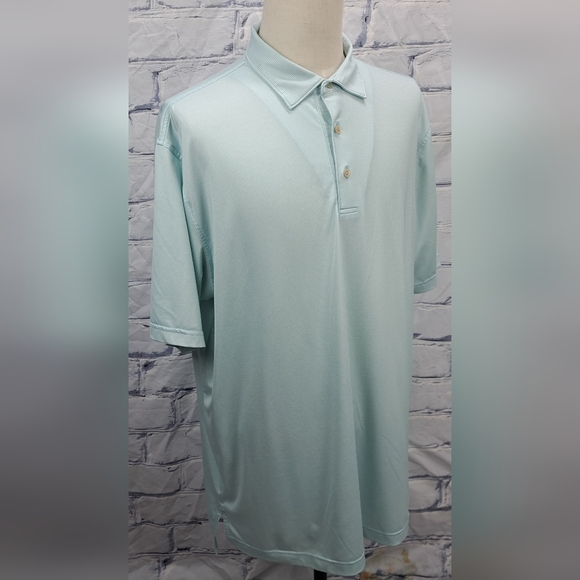 Peter Millar Men's Golf Polo Shirt Summer Comfort Light Green Herringbone sz XL - Picture 7 of 16